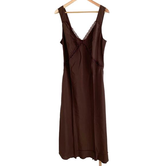 Reformation Provence Silk Midi Dress ES In Cafe Brown 2X NWT - Picture 4 of 10